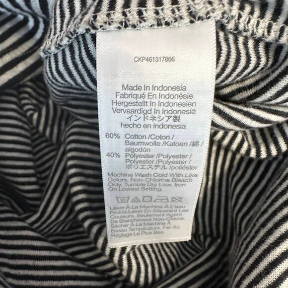 Madewell Crop Top WMNS S Double-Faced Henley Tee Stripe Black White Short Sleeve - Picture 7 of 9